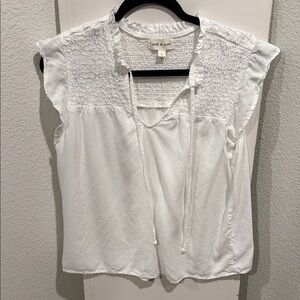 Cloth & Stone White Smocked Blouse